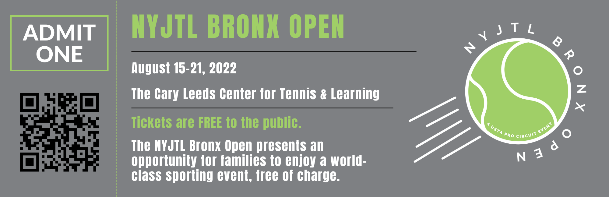 The 2022 NYJTL Bronx Open is a Professional Women’s 60K USTA Challenger
