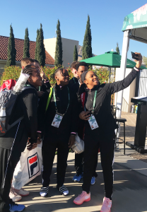 Winners of the Tie Break Tens Challenger Finals arrive at the BNP Paribas Open